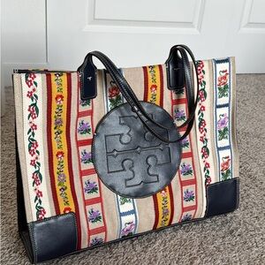 Tory Burch Ella Multicolor Embroidered Tote Bag